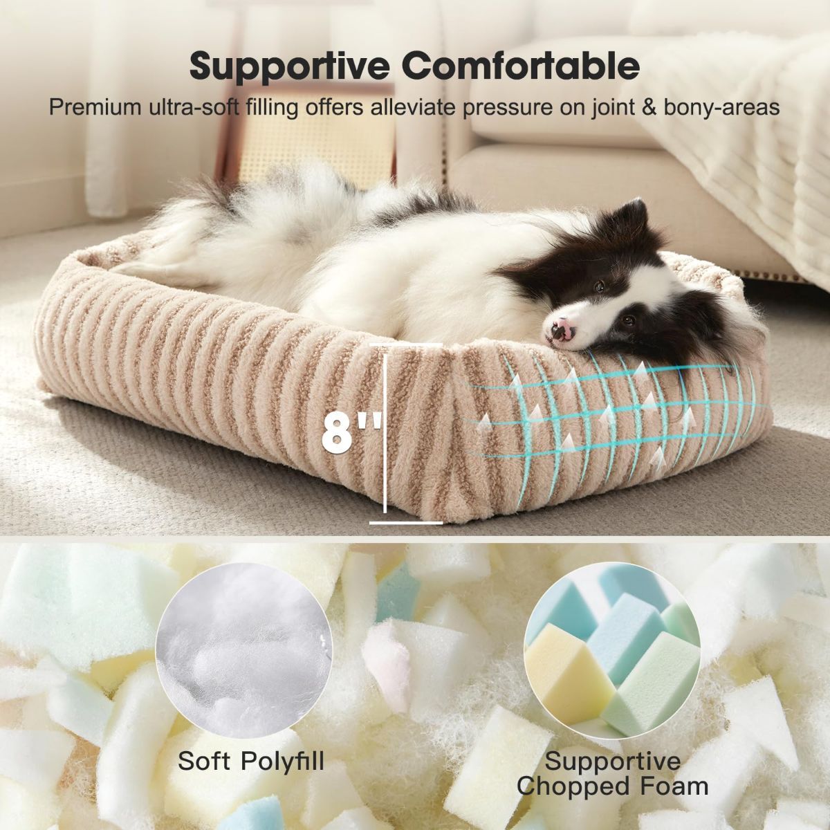 Dog Bed Soft Dog Bed Rabbit Velvet Dog Bed Teddy Fabric Dog Bed Cozy Dog Bed - White - Size 36in*27in - Image 4