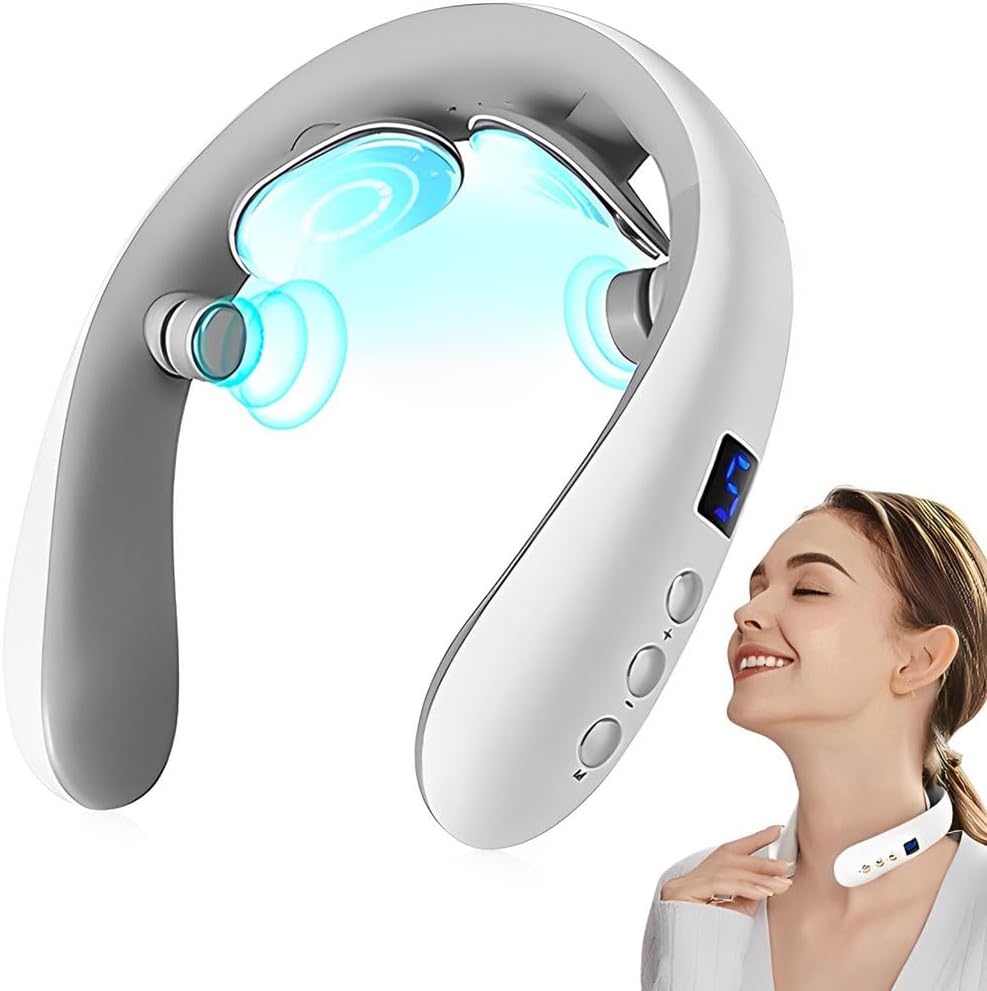 Wireless Neck Massager with Heat & 10 Modes: Electric Pulse Pain Relief for Australian Office Workers & Active Adults - Image 1