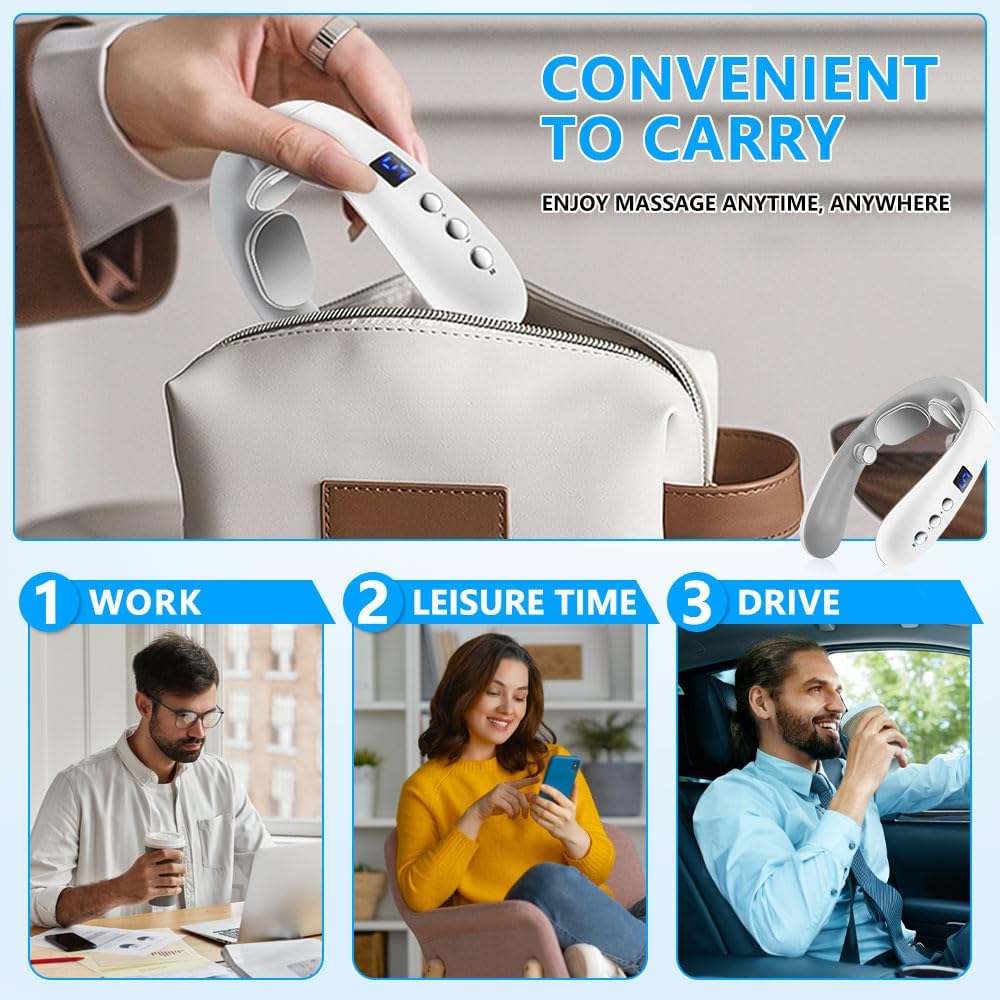 Wireless Neck Massager with Heat & 10 Modes: Electric Pulse Pain Relief for Australian Office Workers & Active Adults - Image 7