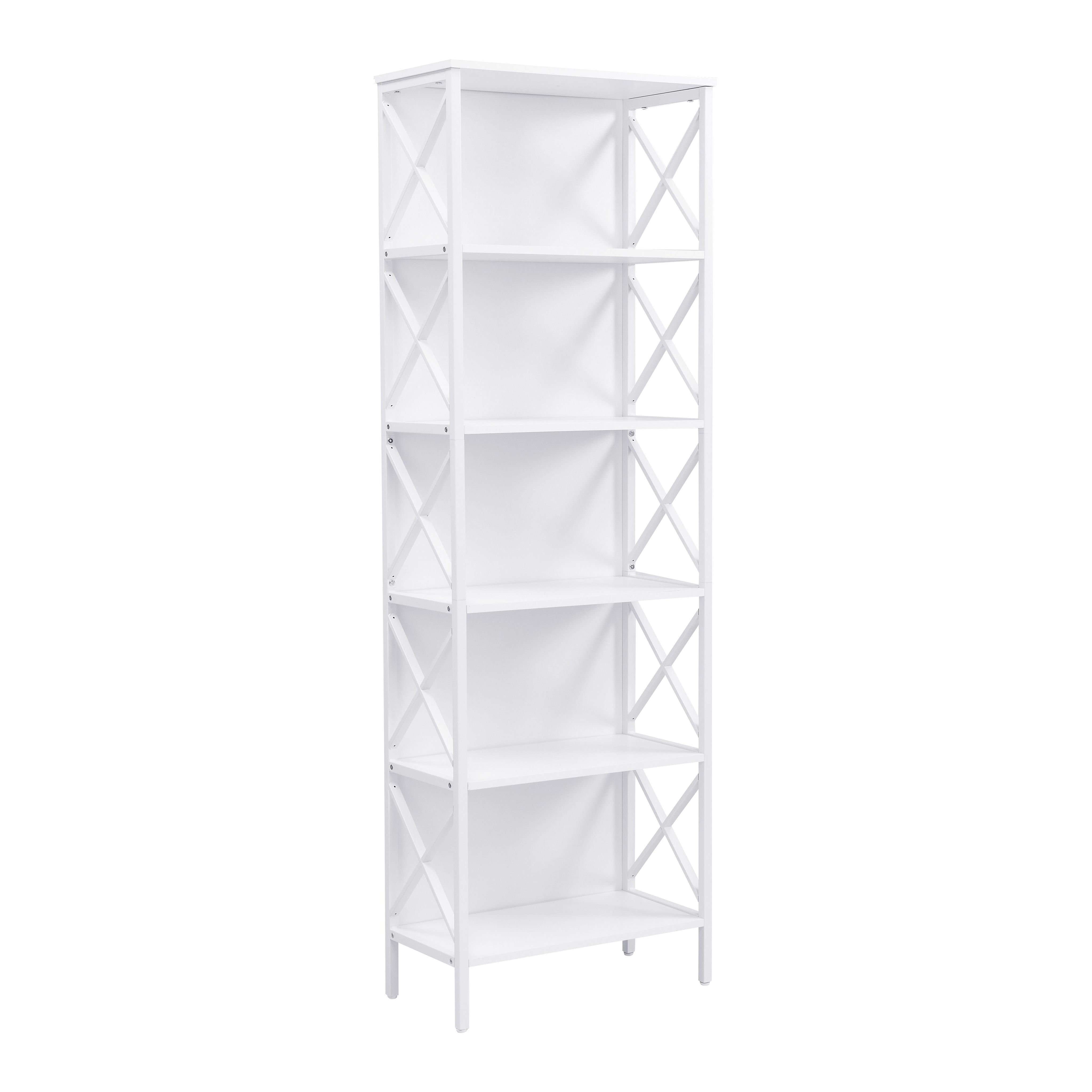 6 Tier Tall Bookshelf, White - Image 4