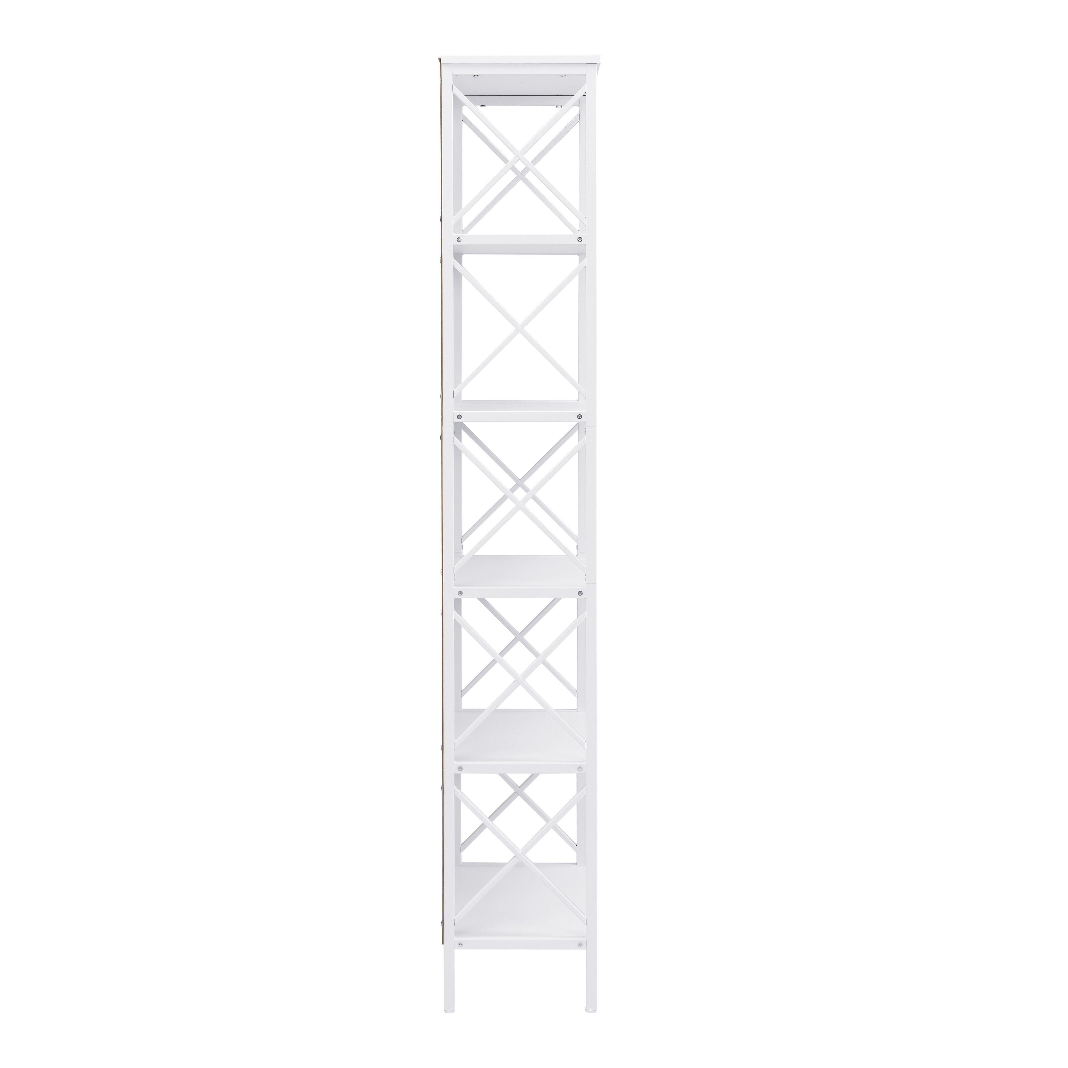 6 Tier Tall Bookshelf, White - Image 5