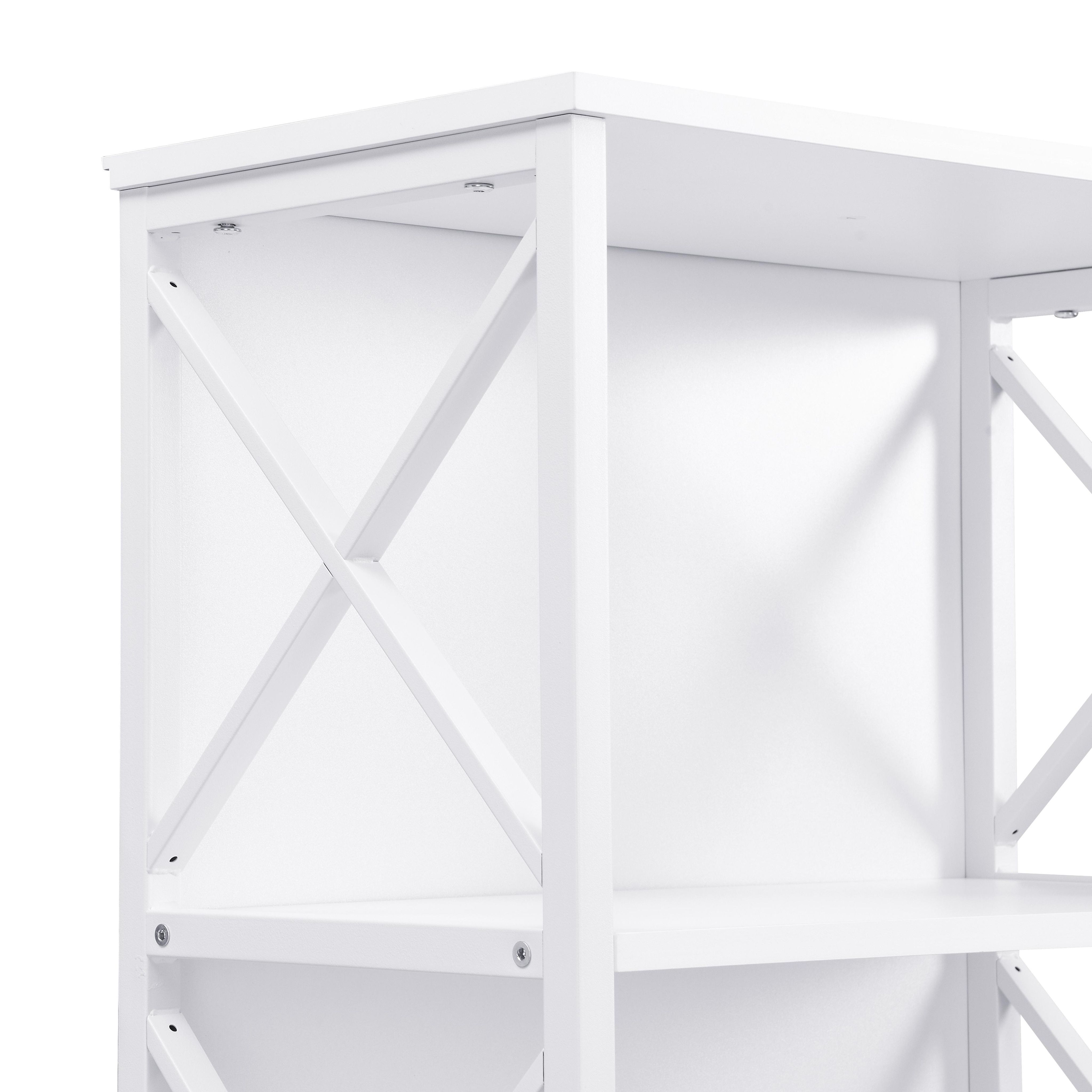6 Tier Tall Bookshelf, White - Image 6