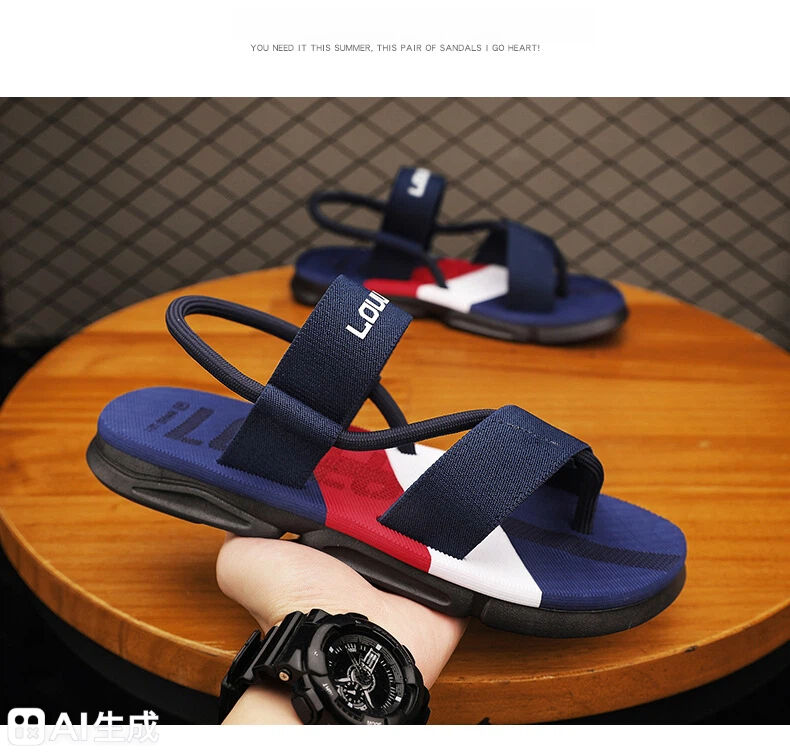Men's 3-Color Convertible Sandals & Slippers, Outdoor Non-Slip EVA Thick-Sole Beach Shoes for Dual Wear(dark blue-45) - Image 4