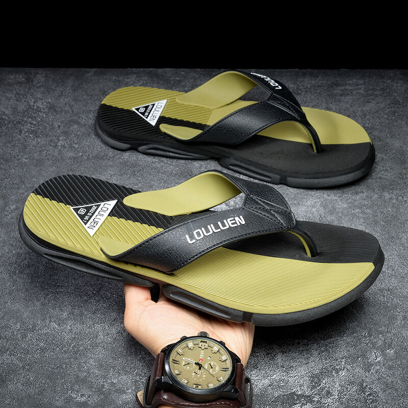 Men's Flip Flops with EVA-PVC Dual Sole,Green for Comfort & Slip-Resistance(43) - Image 3