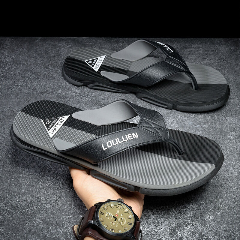 Men's Flip Flops with EVA-PVC Dual Sole, Grey for Comfort  & Slip-Resistance(45) - Image 3
