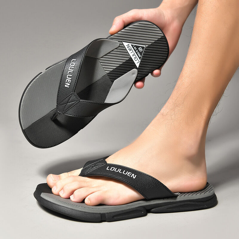 Men's Flip Flops with EVA-PVC Dual Sole, Grey for Comfort  & Slip-Resistance(45) - Image 4