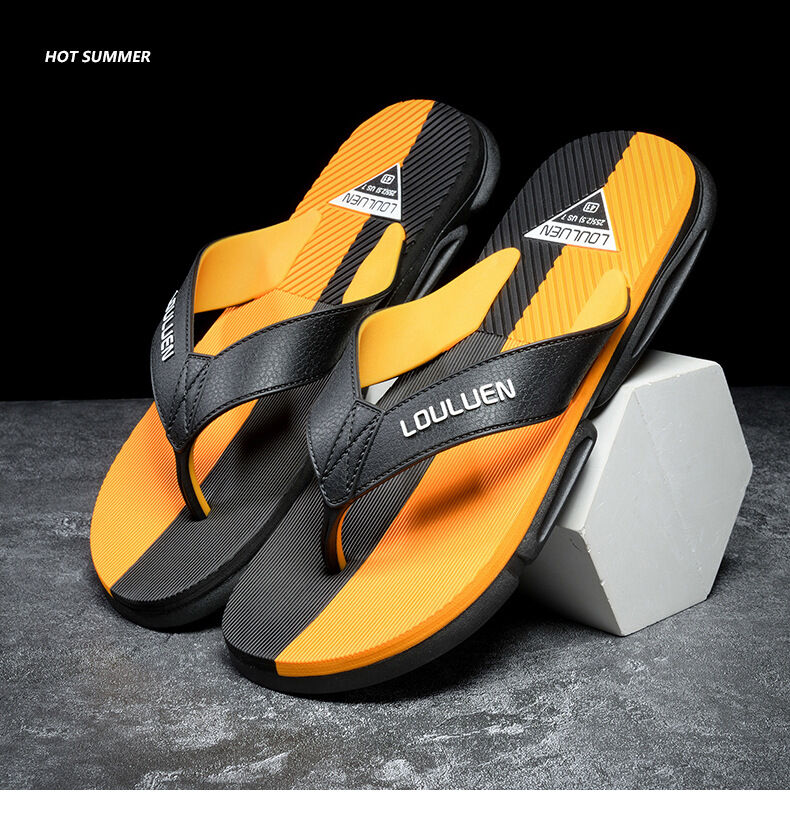 Men's Flip Flops with EVA-PVC Dual Sole, Orange for Comfort & Slip-Resistance(39) - Image 5