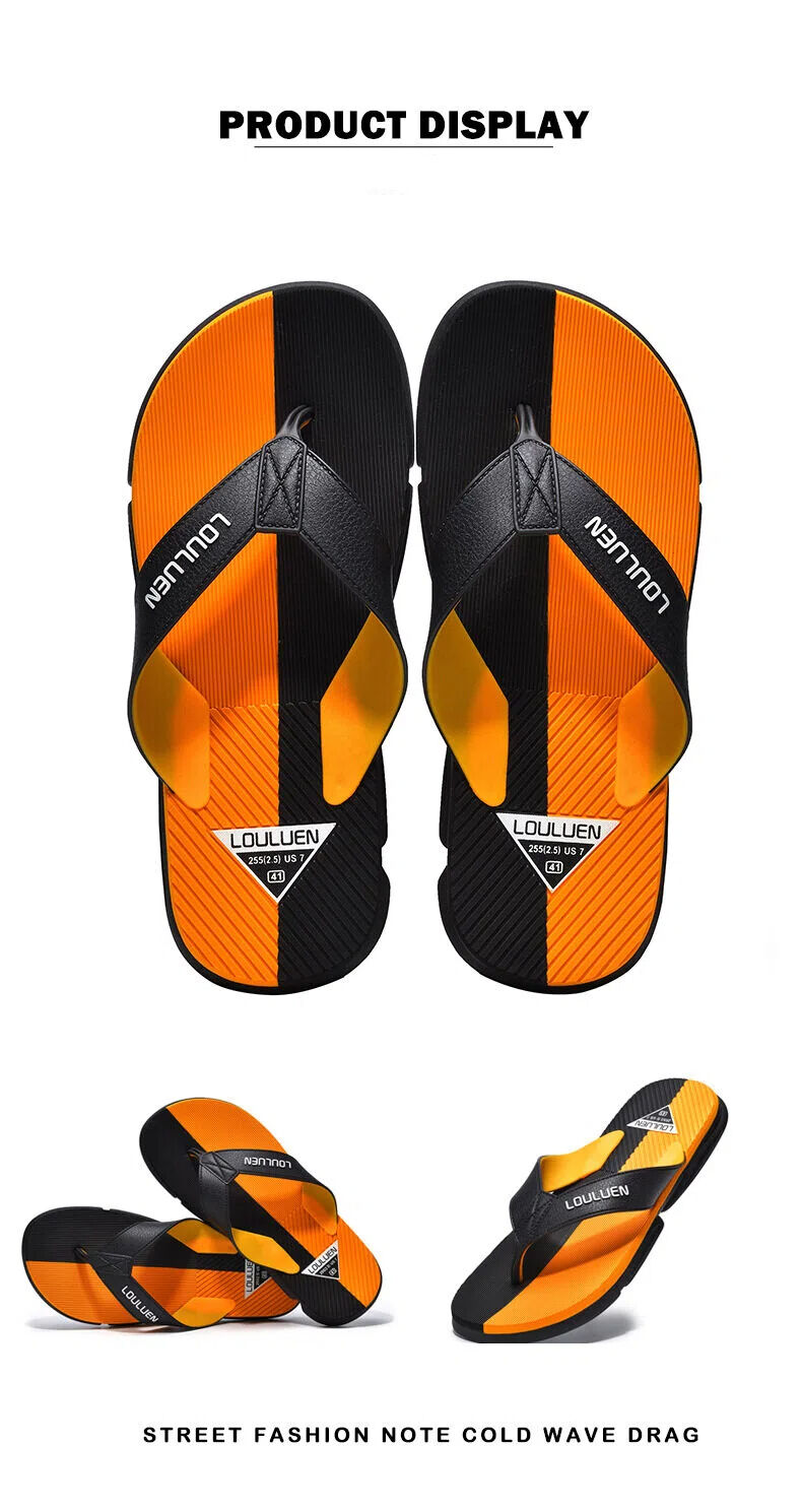 Men's Flip Flops with EVA-PVC Dual Sole,Orange for Comfort & Slip-Resistance(40) - Image 6