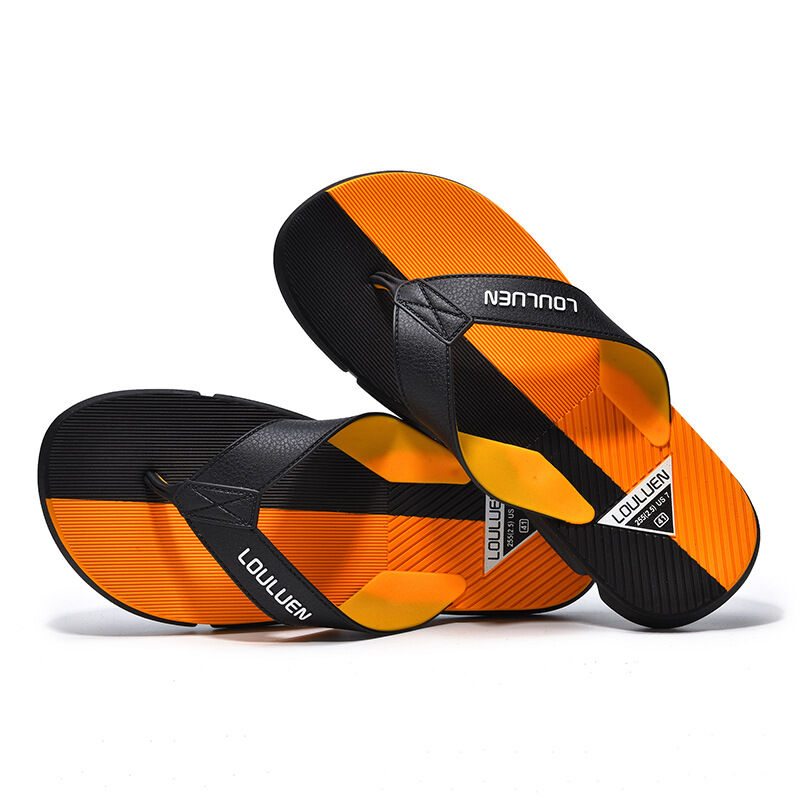 Men's Flip Flops with EVA-PVC Dual Sole,Orange for Comfort & Slip-Resistance(41) - Image 4