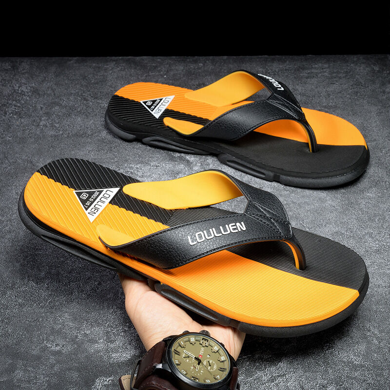 Men's Flip Flops with EVA-PVC Dual Sole, Orange for Comfort & Slip-Resistance(44) - Image 3