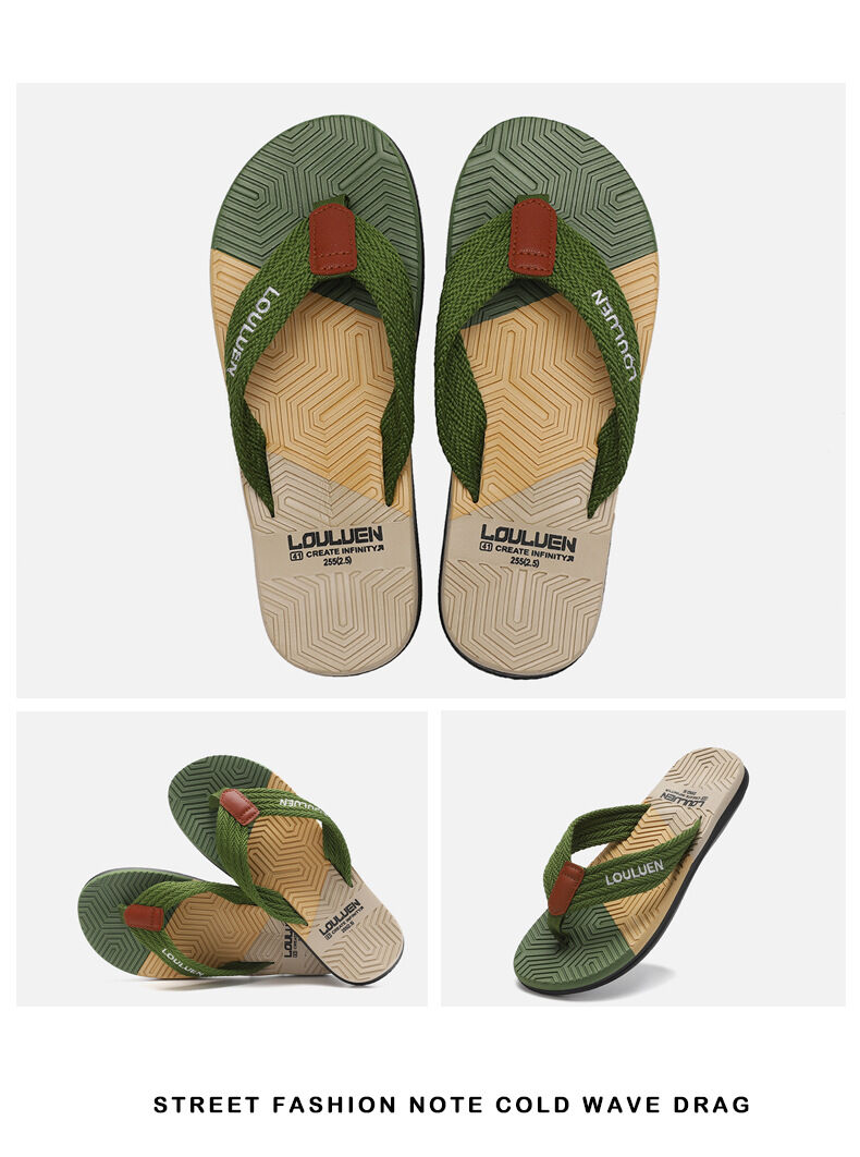 Men's Flip Flops with EVA-PVC Dual Sole, Green for Comfort & Style for Summer Beach & Daily Wear(43) - Image 3
