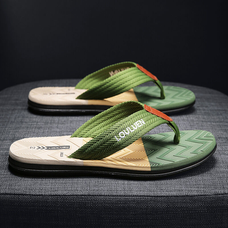 Men's Flip Flops with EVA-PVC Dual Sole, Green for Comfort & Style for Summer Beach & Daily Wear(44) - Image 1