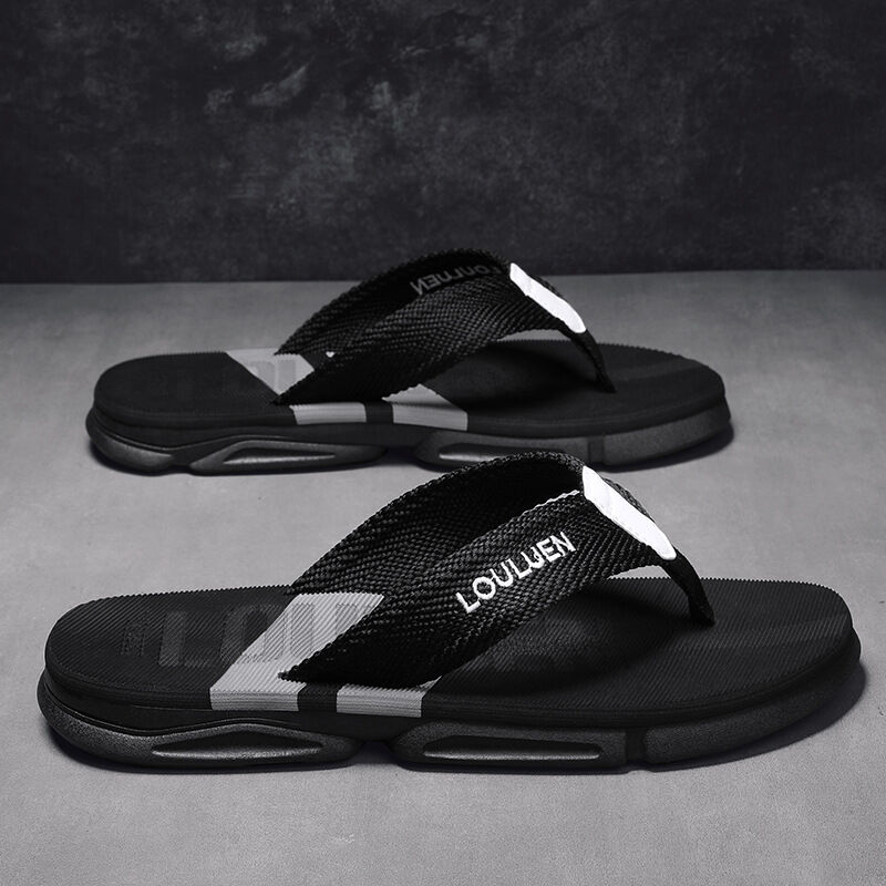 Men's Flip Flops: 4 Colors, EVA-PVC Blend, Comfort & Style for Summer Beach & Daily Wear(Black-gray-43) - Image 1