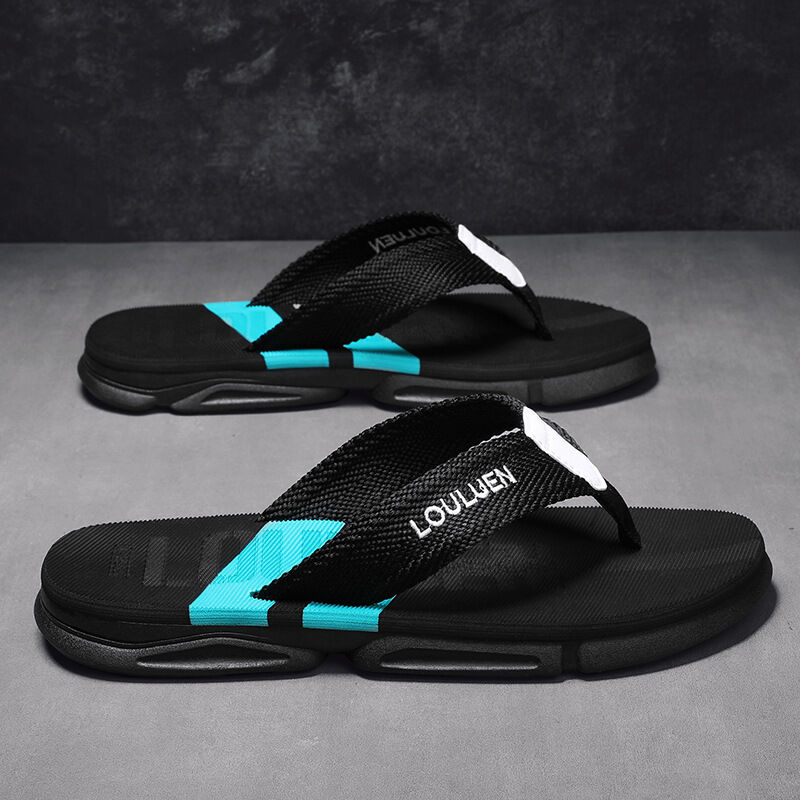 Men's Flip Flops: 4 Colors, EVA-PVC Blend, Comfort & Style for Summer Beach & Daily Wear(Black-green-43) - Image 1