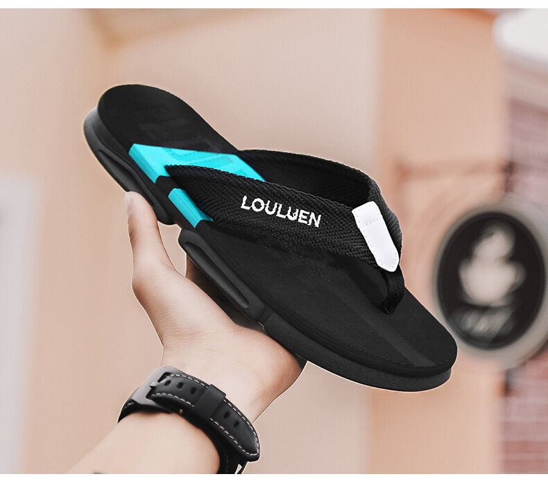 Men's Flip Flops: 4 Colors, EVA-PVC Blend, Comfort & Style for Summer Beach & Daily Wear(Black-green-43) - Image 3