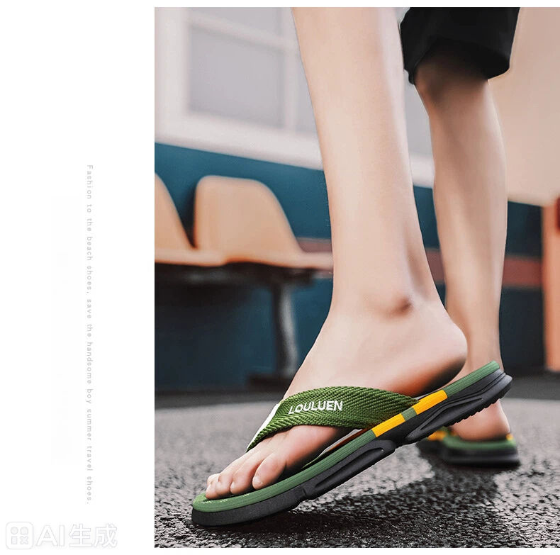Men's Flip Flops: 4 Colors, EVA-PVC Blend, Comfort & Style for Summer Beach & Daily Wear(Green-43) - Image 3