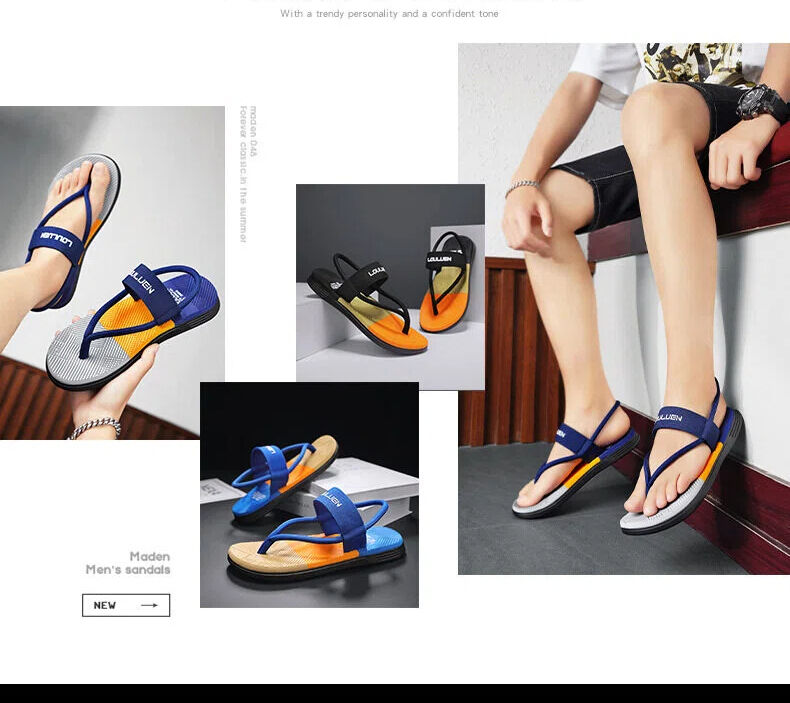 Men's Outdoor Non-Slip Sandals, EVA Lightweight Thick-Sole Beach Slippers for Casual & Sports(royal blue-39) - Image 3