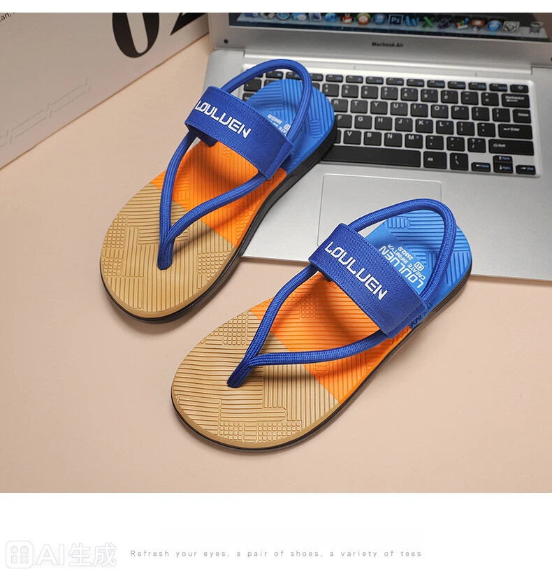 Men's Outdoor Non-Slip Sandals, EVA Lightweight Thick-Sole Beach Slippers for Casual & Sports(royal blue-39) - Image 5