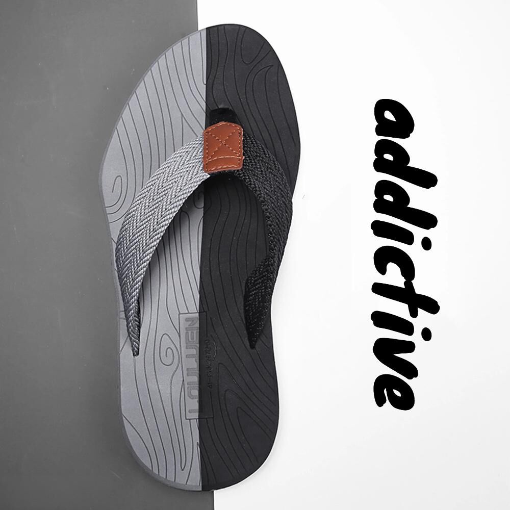Men's Outdoor Non-Slip Flip Flops, 6 Colors EVA Lightweight Thick-Sole Beach Sandals for Casual & Sports(black and gray-44) - Image 1