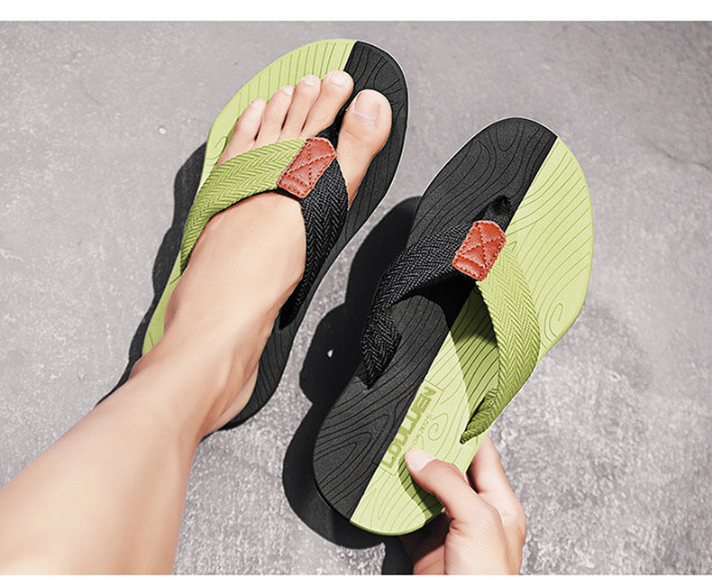 Men's Outdoor Non-Slip Flip Flops, 6 Colors EVA Lightweight Thick-Sole Beach Sandals for Casual & Sports(black and green-43) - Image 3