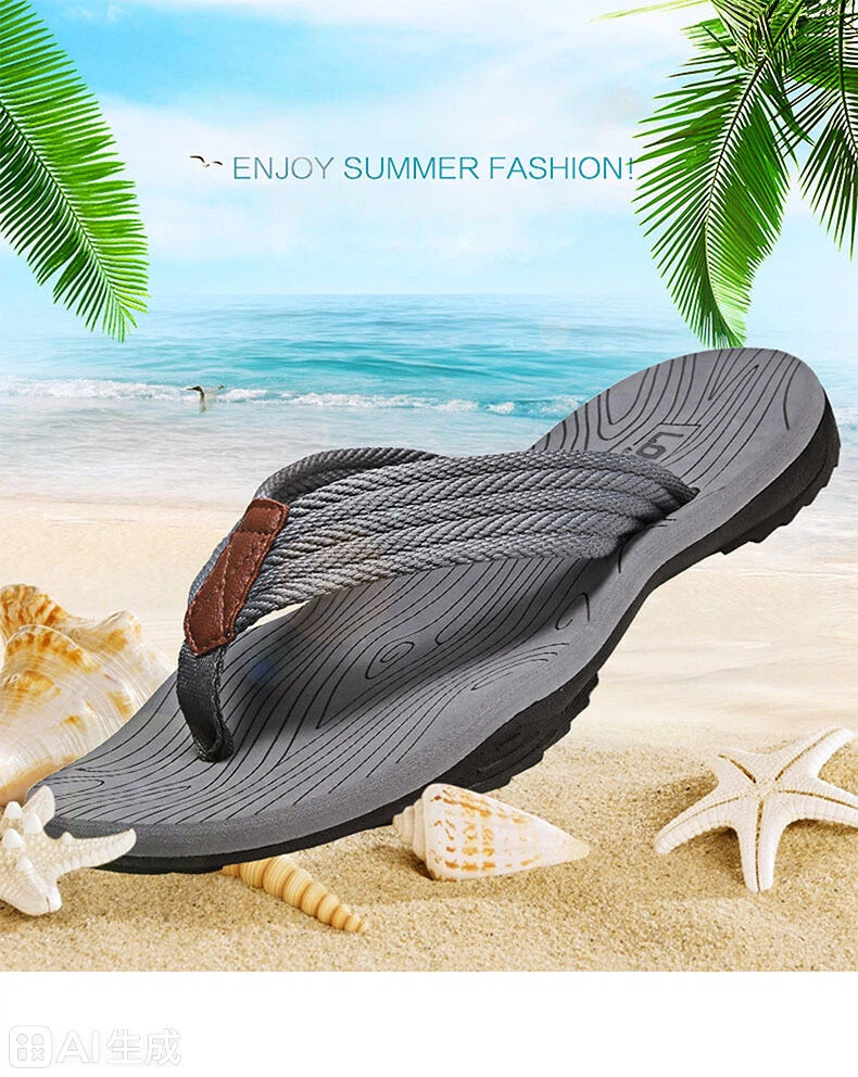 Men's Outdoor Non-Slip Flip Flops, 6 Colors EVA Lightweight Thick-Sole Beach Sandals for Casual & Sports(black and green-45) - Image 2