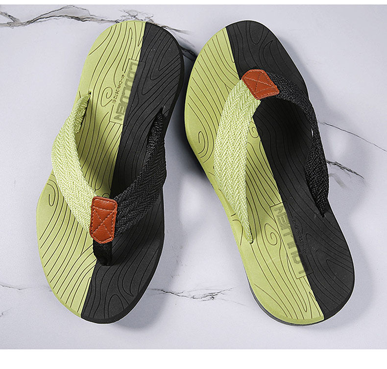 Men's Outdoor Non-Slip Flip Flops, 6 Colors EVA Lightweight Thick-Sole Beach Sandals for Casual & Sports(black and green-45) - Image 5