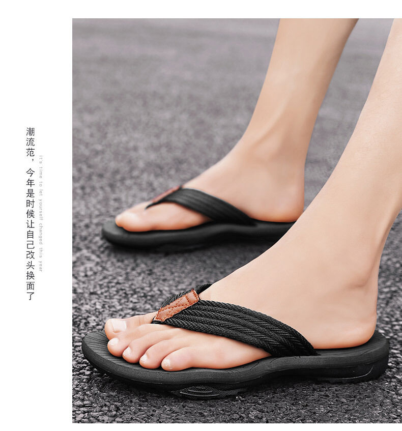 Men's Outdoor Non-Slip Flip Flops, 6 Colors EVA Lightweight Thick-Sole Beach Sandals for Casual & Sports(black-41) - Image 3
