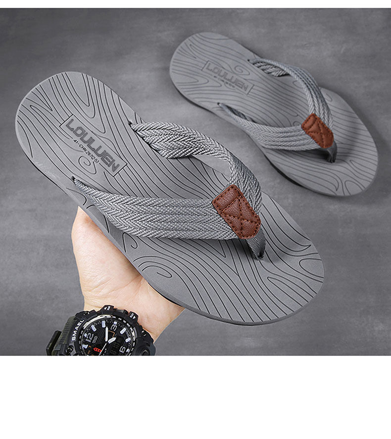 Men's Outdoor Non-Slip Flip Flops, 6 Colors EVA Lightweight Thick-Sole Beach Sandals for Casual & Sports(gray-39) - Image 3