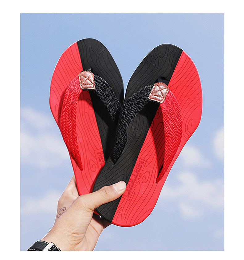 Men's Outdoor Non-Slip Flip Flops, 6 Colors EVA Lightweight Thick-Sole Beach Sandals for Casual & Sports(red and black-40) - Image 4
