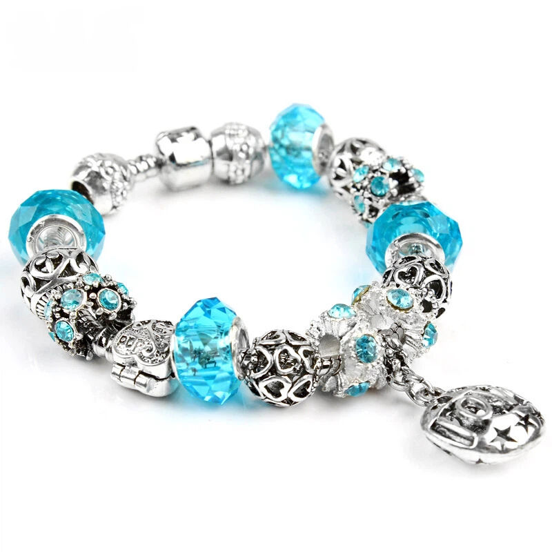 Vintage Crystal Zircon Beaded Bracelet with Hollow LOVE Alloy Pendant, Adjustable Snake Chain Bracelet(18cm+5cm) - Image 1