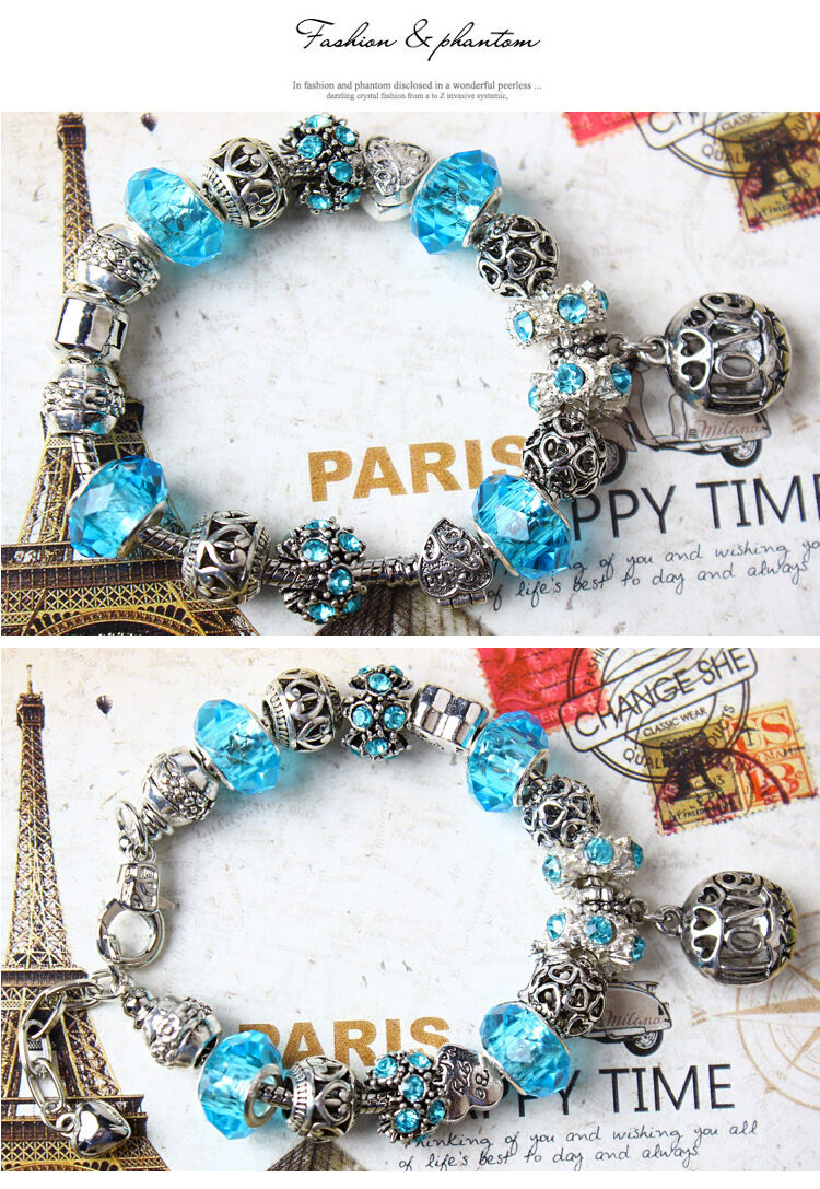 Vintage Crystal Zircon Beaded Bracelet with Hollow LOVE Alloy Pendant, Adjustable Snake Chain Bracelet(19cm+5cm) - Image 8