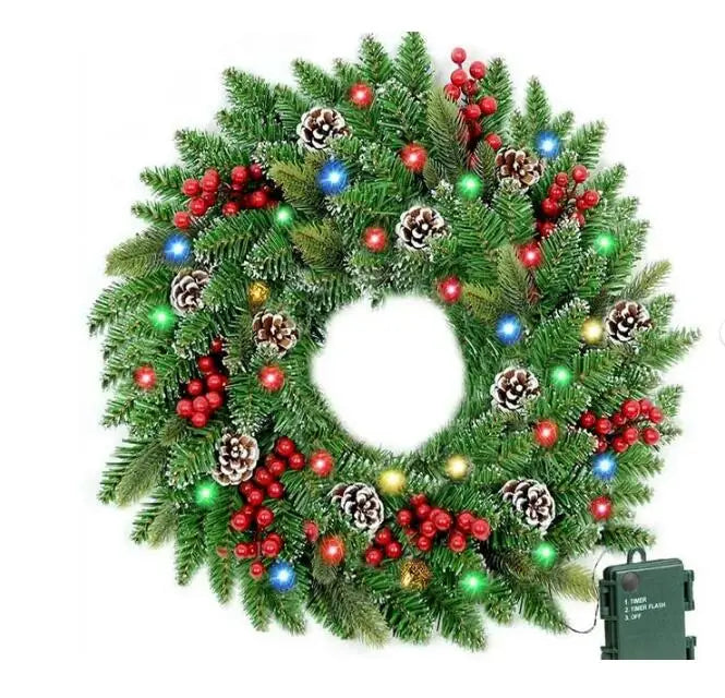 Pre-Lit Christmas Wreath With Led Lights - Image 1