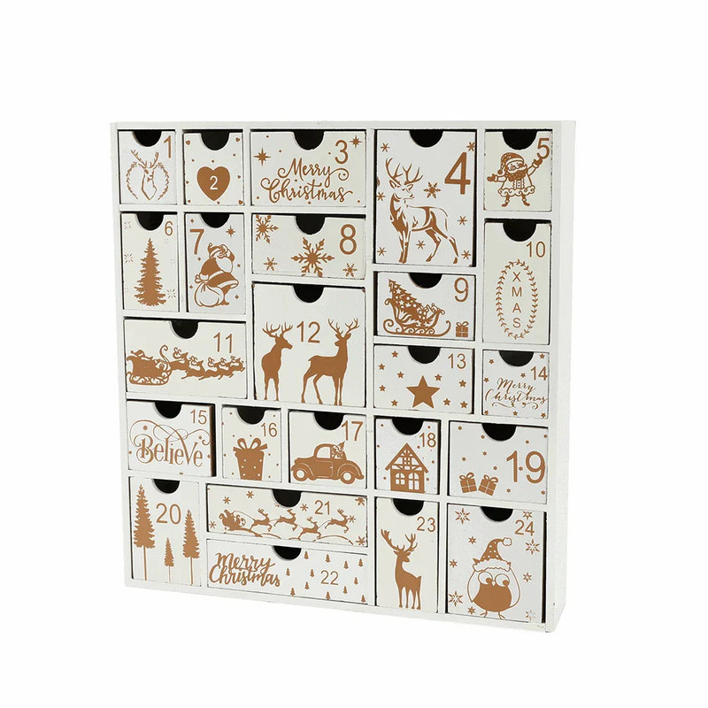 Christmas Wooden Advent Calendar With 24 Drawers - Image 1