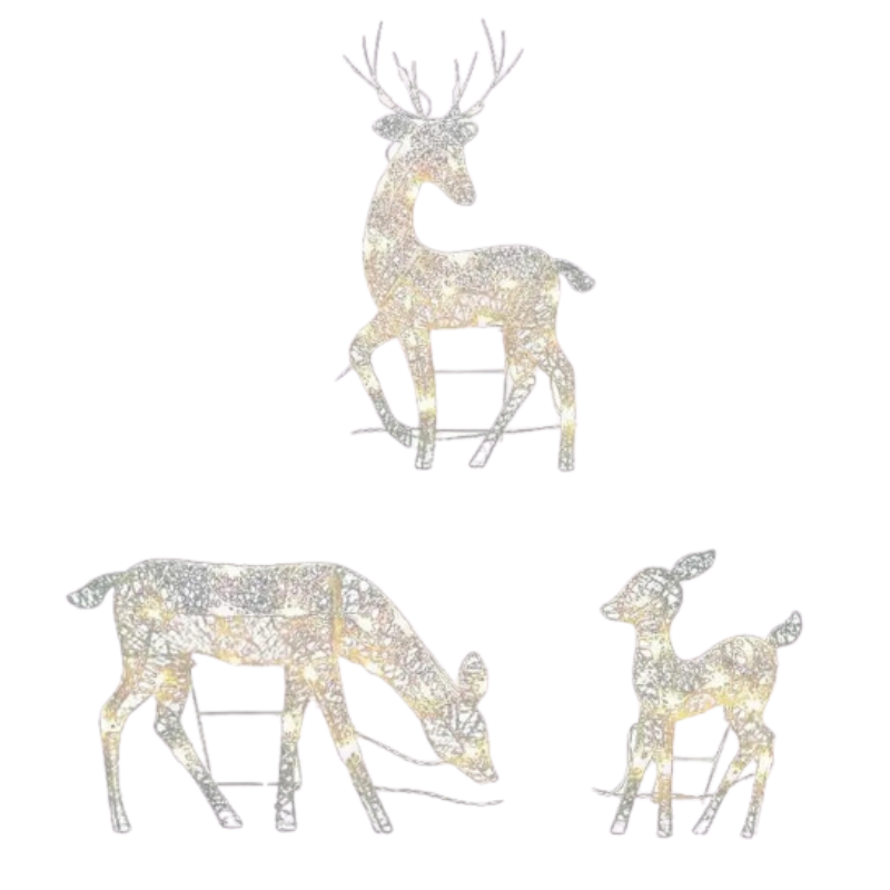 Lighted Christmas Deer Reindeer Family With Led Lights - Image 1