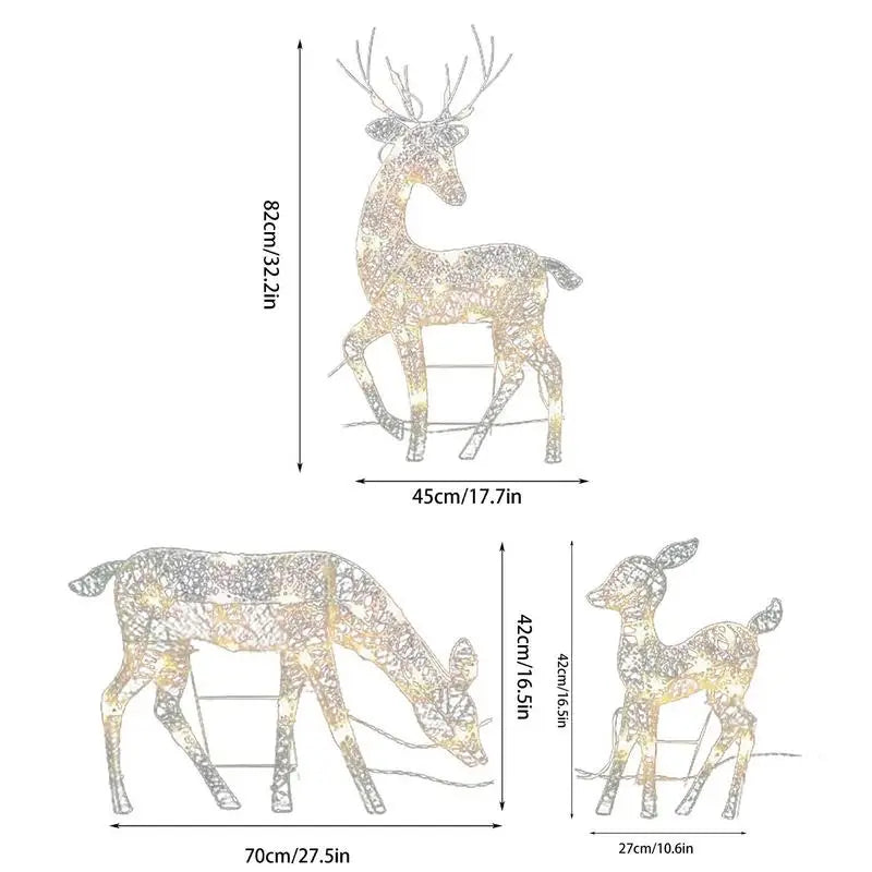 Lighted Christmas Deer Reindeer Family With Led Lights - Image 5
