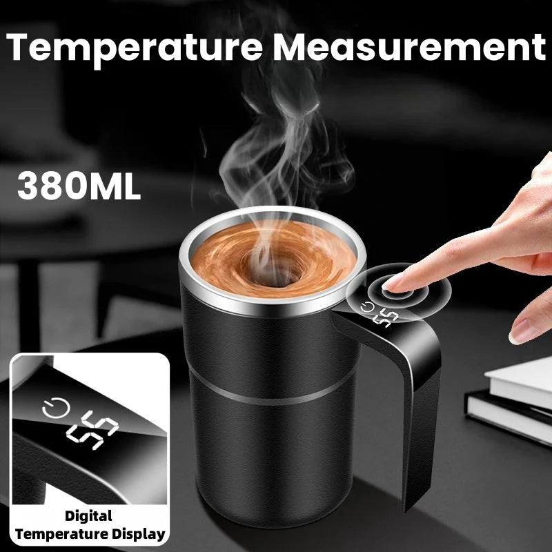 380ML Self-Stirring Electric Coffee Mug Black and White Cup - Image 1