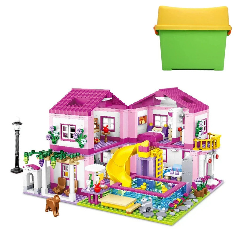City Villa Castle Building Blocks Set With Pool - Image 1