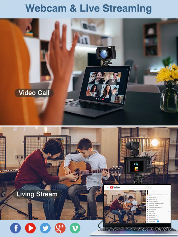 4K Digital Camera with Autofocus Anti-Shake Black - Image 1