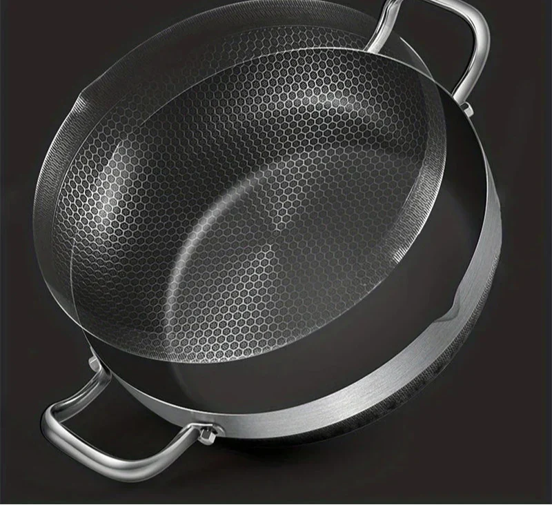 30cm Stainless Steel Non-Stick Frying Pan with Glass Lid Silver - Image 2