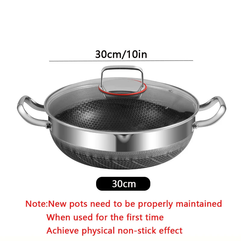 30cm Stainless Steel Non-Stick Frying Pan with Glass Lid Silver - Image 3