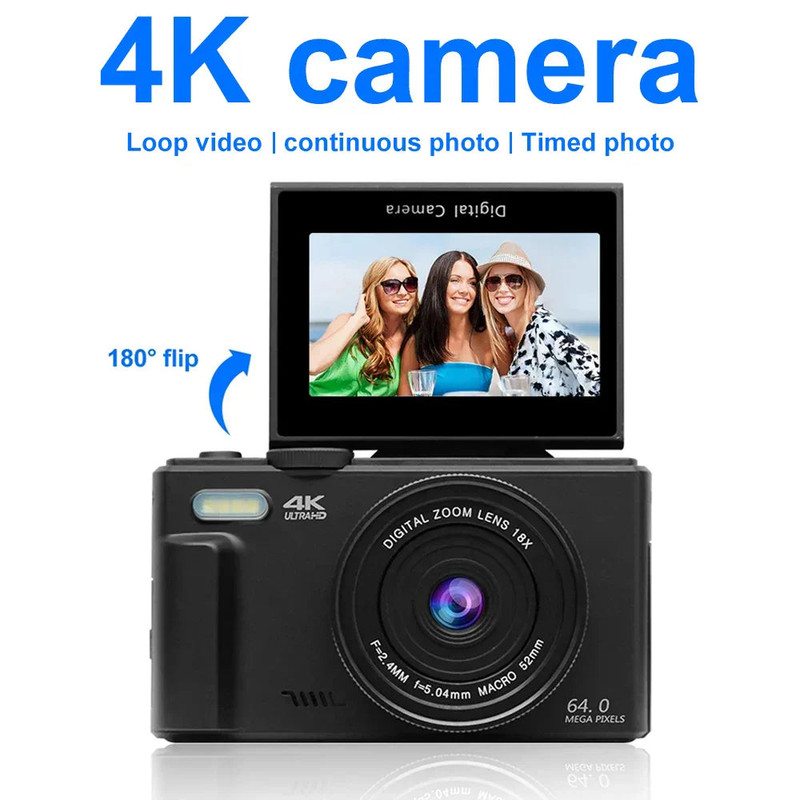 4K Digital Camera for Photography 64MP Vlogging Black - Image 5