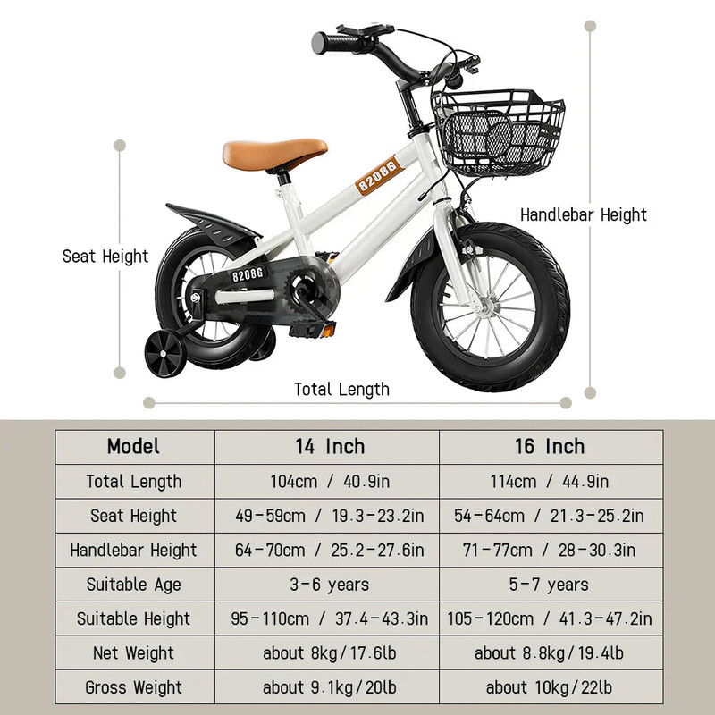Kids Bike for Girls 3-7 Years with Basket - Image 1