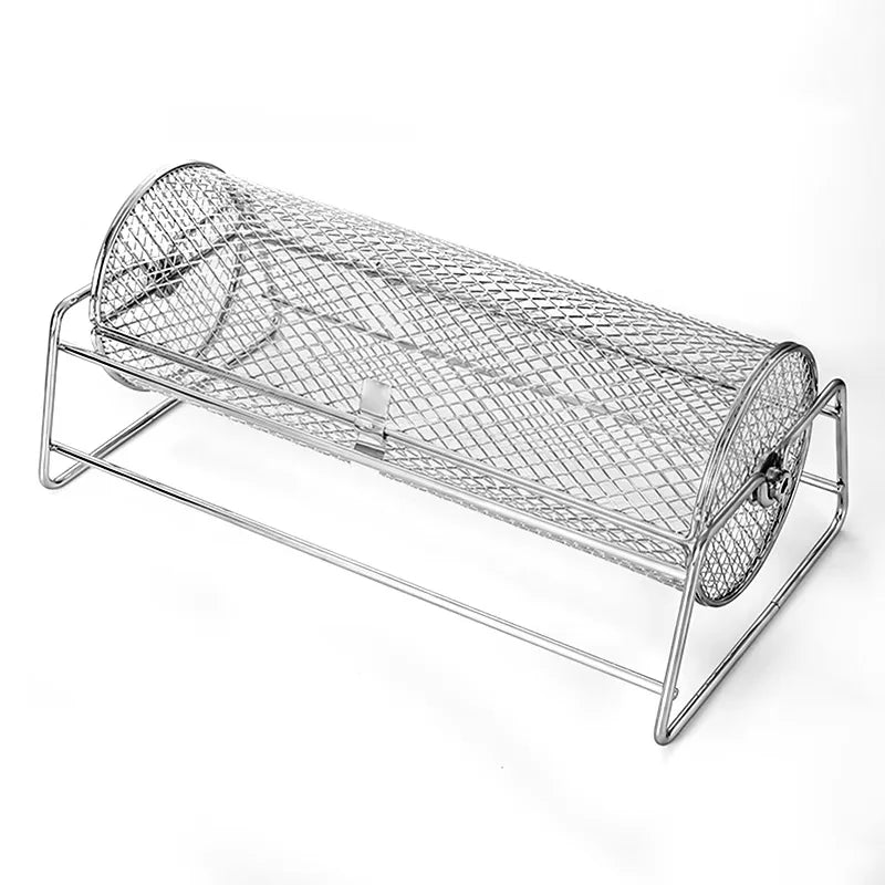 12-Inch Stainless Steel Rolling BBQ Grill Mesh Rotisserie - Image 1