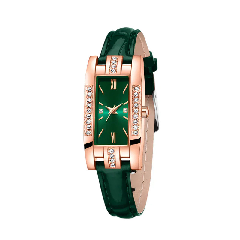 Green Womens Quartz Watch Jewelry Gift Set - Image 2