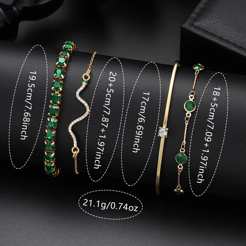 Green Womens Quartz Watch Jewelry Gift Set - Image 5
