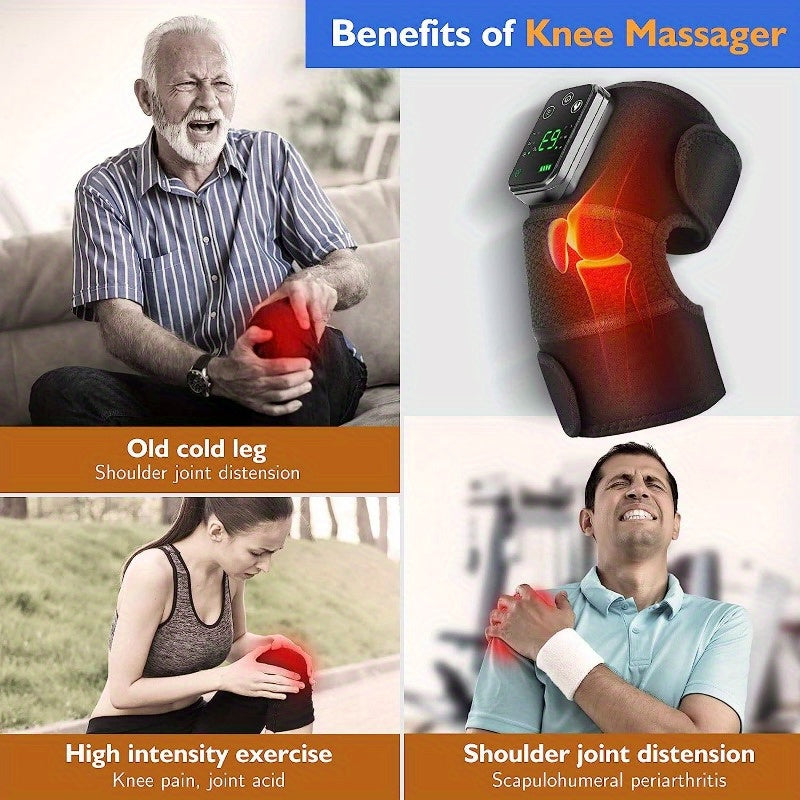 Cordless Heating Knee Pad With Massage Function - Black - Image 3