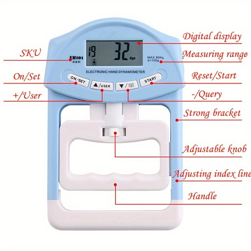 Digital Dynamometer Hand Grip Strength Tester - Blue - Image 1