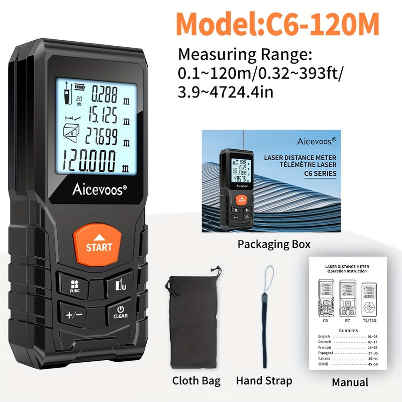 Laser Distance Meter with 120M Electronic Tool - Image 2