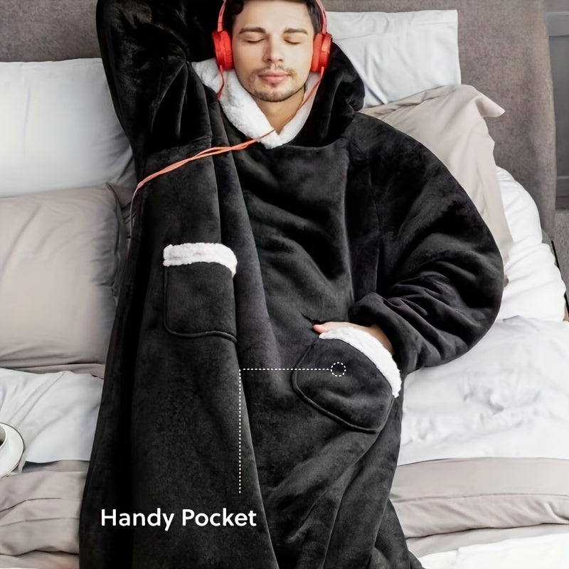 Flannel Hooded TV Blanket for Winter Warmth - Image 1