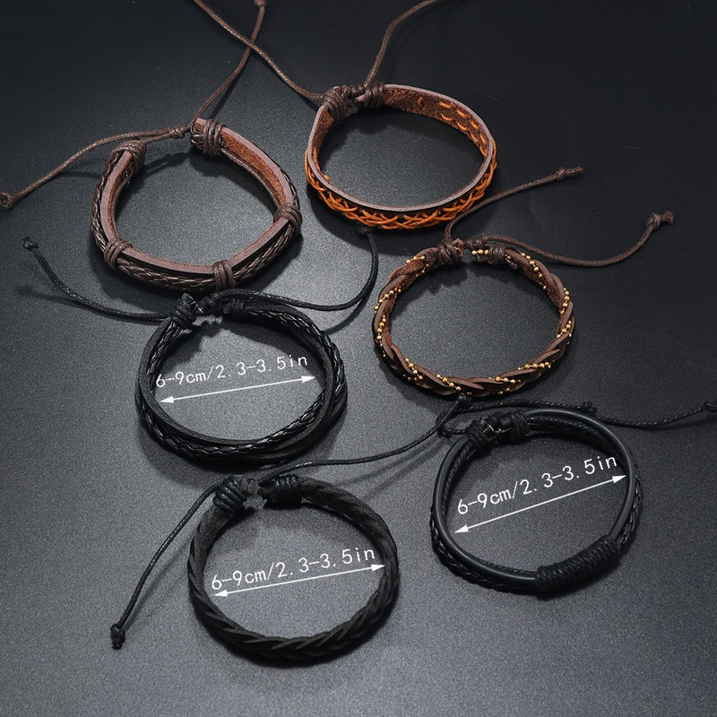 Men's Vintage PU Leather Bracelet Set (36pcs) - Image 5